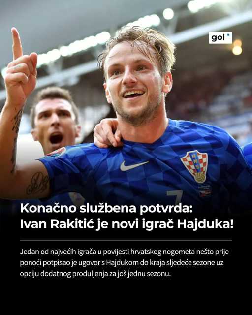 Ono o čemu se tjednima nagađalo konačno je dobilo službenu potvrdu - Ivan Rakitić novi je igrač Hajduka! 🔥⚪

Rakitić u grad pod Marjanom stiže danas te će biti svečano predstavljen na konferenciji za medije čiji je početak zakazan u 19.30 sati u Bijelom salonu. Vjerujemo da navijači pripremaju poseban doček za Ivana, a preostaje vidjeti hoće li zasjeniti onaj Nike Kranjčara iz 2005. godine. ☝

📸: Boris Kovacev/CROPIX