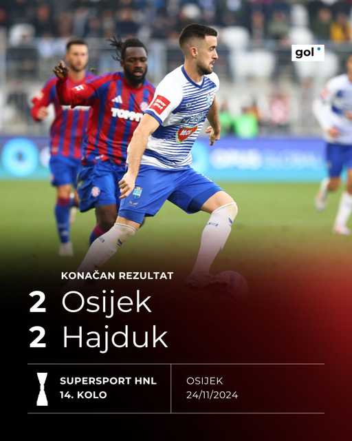 KRAJ! Osijek i Hajduk odigrali su utakmicu bez pobjednika, vaš komentar? Realan ishod?

Više o utakmici > https://bit.ly/413thQI