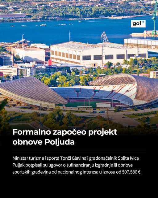 Navedeni iznos Gradu Splitu je dodijeljen za studijsku i projektno-tehničku dokumentaciju Gradskog stadiona Poljud. ✅⚽

📸: PIXSELL