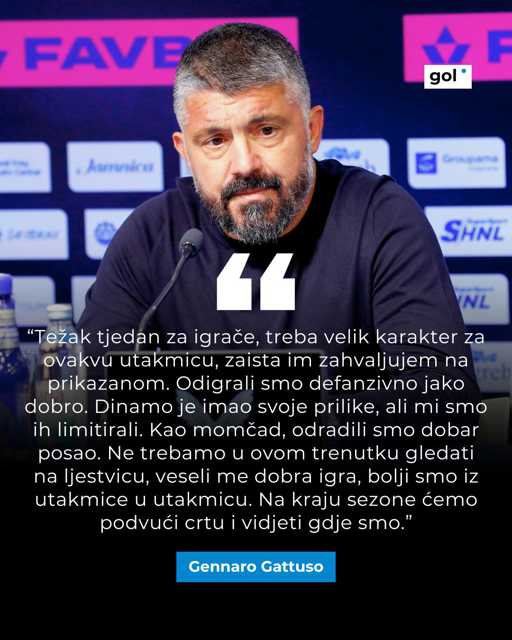 Gennaro Gattuso je nakon derbija bio zadovoljan svojim igračima, a pobjedu je posvetio Nikoli Kaliniću. ⚪⚽

Više pročitajte na našem portalu. 👆

📸: Zeljko Puhovski / CROPIX