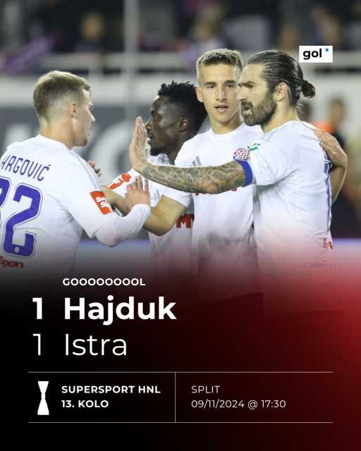 GOOOL! Ništa još nije gotovo, Hajduk se vraća! 

Više o utakmicii > https://bit.ly/4hUPUNh